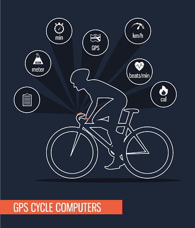 gps computers and  apps for bike and cycling . infographics